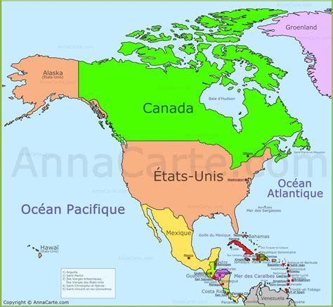 Pays D Amerique Du Nord Capitales en Amérique du Nord et Centrale avec une carte